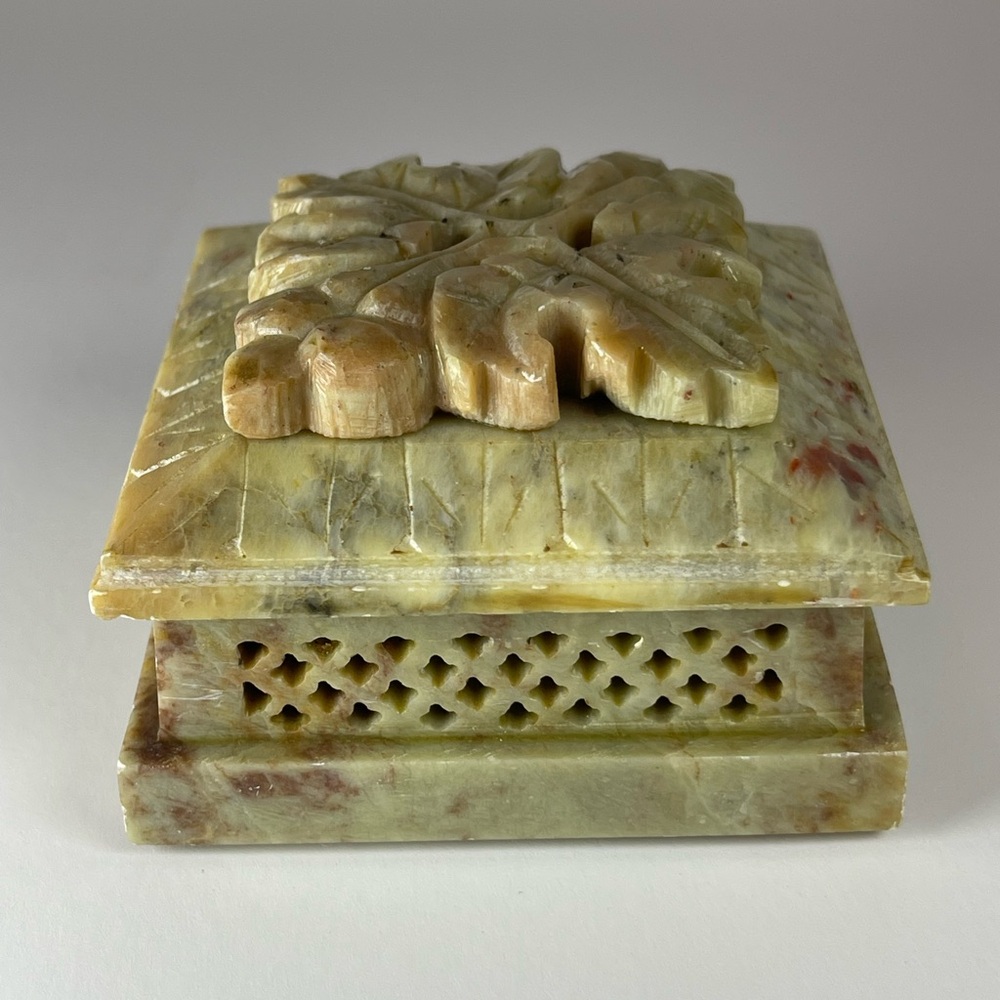 Soapstone hand carved trinket box
